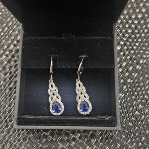 Elegant Silver and Blue Drop Earrings